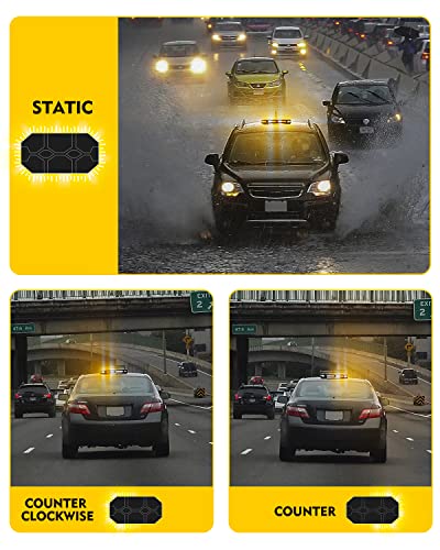 Lumenix Rooftop Strobe Beacon Lights Bar W/Control Panel, Magnetic Emergency Traffic Warning Caution Flashing Plow Led Light, For Construction Vehicles Tow Trucks Snowplow Postal Mail Car White/Amber #TOP5