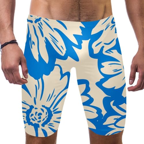 Jammers de natación azul con flores para hombre bañador largo Endurance de entrenamiento