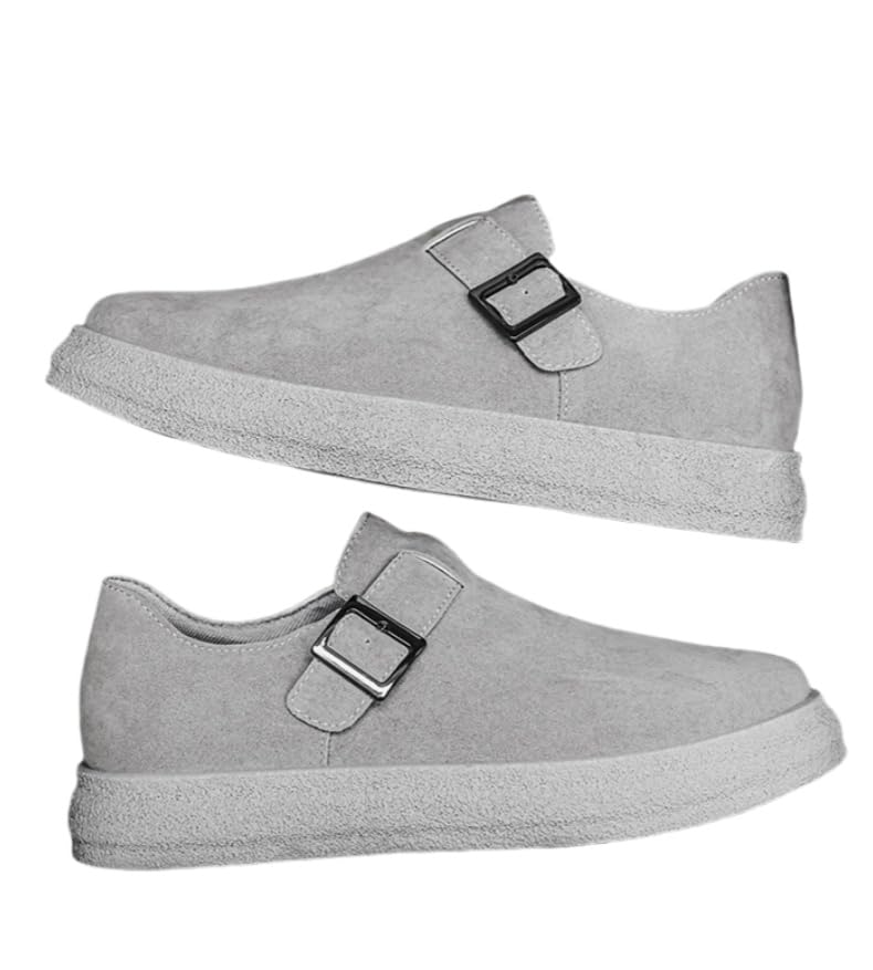 Men's Simple Buckle Design, Retro Round-Toe Thick-Soled Sports Casual Shoes