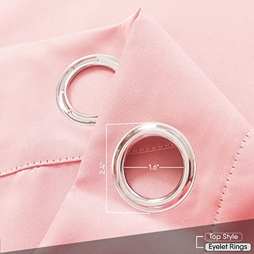 CHARKHAH Thermal Insulated Window Semi Blackout Curtains for Bedroom Living Room Ultra Soft Energy Saving Fabric with Eyelets Ring top and Pair of Curtain (Blush Pink, 46" Wide x 54" Drop) - Image 4