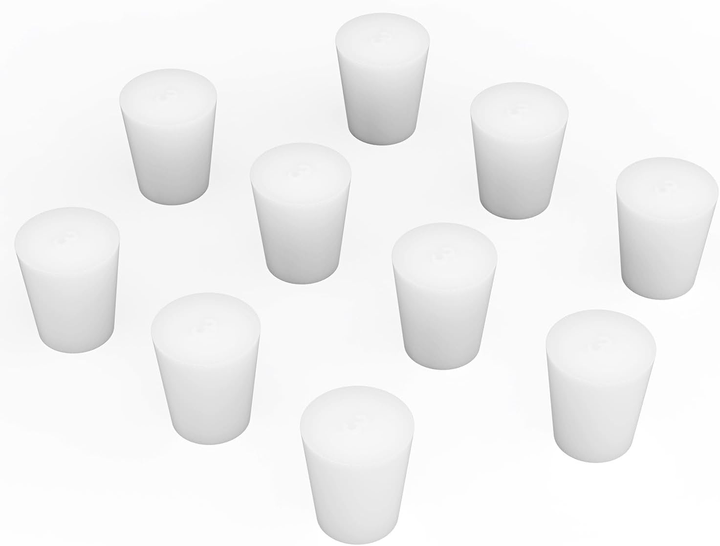 BorinGlass Silicone Rubber Stopper, (10-Pack, Size 1#) Tapered White Silicone Stoppers for Laboratory Sealing