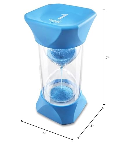 Miniatura 9 de hand2mind Temporizador de arena azul Jumbo de 1 minuto con tapas de extremo de goma suave temporizador de reloj de arena temporizador visual para