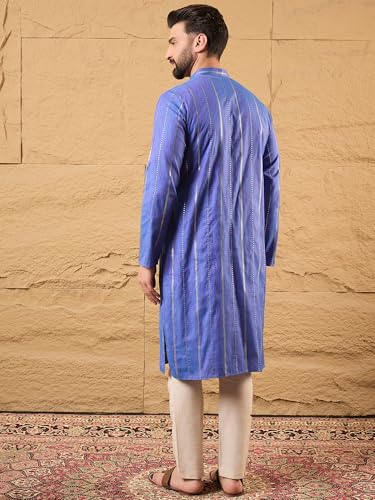Image of Men's Embroidered Solid Calf Length Kurtas | Men | Kurtas for Mens | Straight Fit Kurta for Men's