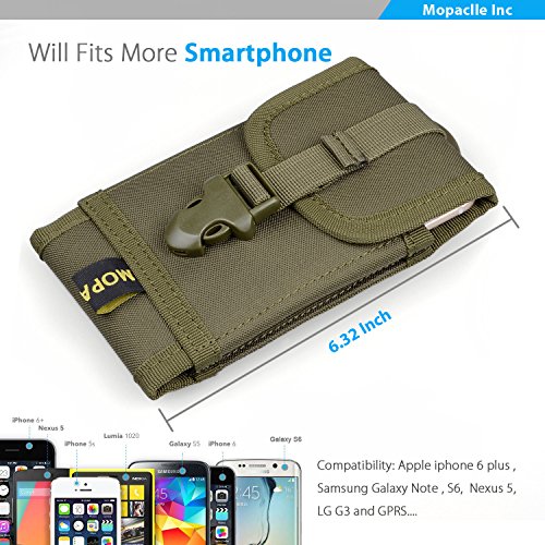 Premium Outdoor MOLLE Tactical Military Pouch Army Black Waist Holster Mobile Phone Belt Clip Pouch for iPhone 11 XR Xs 6 6s 7 Plus 8 Plus, Galaxy Note 10 (Fits Will a Slim Hard Case Bumper Cover On) - Thumbnail 4