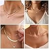 HARJJME Kette Gold Silber 925 Damen 14k Vergoldet Halskette Damen Kleeblatt Herz Perlen Cubic Zirkonia Choker Ketten Wasserfest Charm Goldene Silberne Statement Kette Modeschmuck Geschenke #4