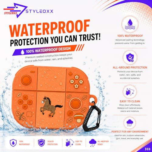 Image of Anvique Silicone Case Cover for Oneplus Nord Buds 4 Pro, Scratch Resistance, Shock Absorption, with Premium Carabiner (Horse Orange T)
