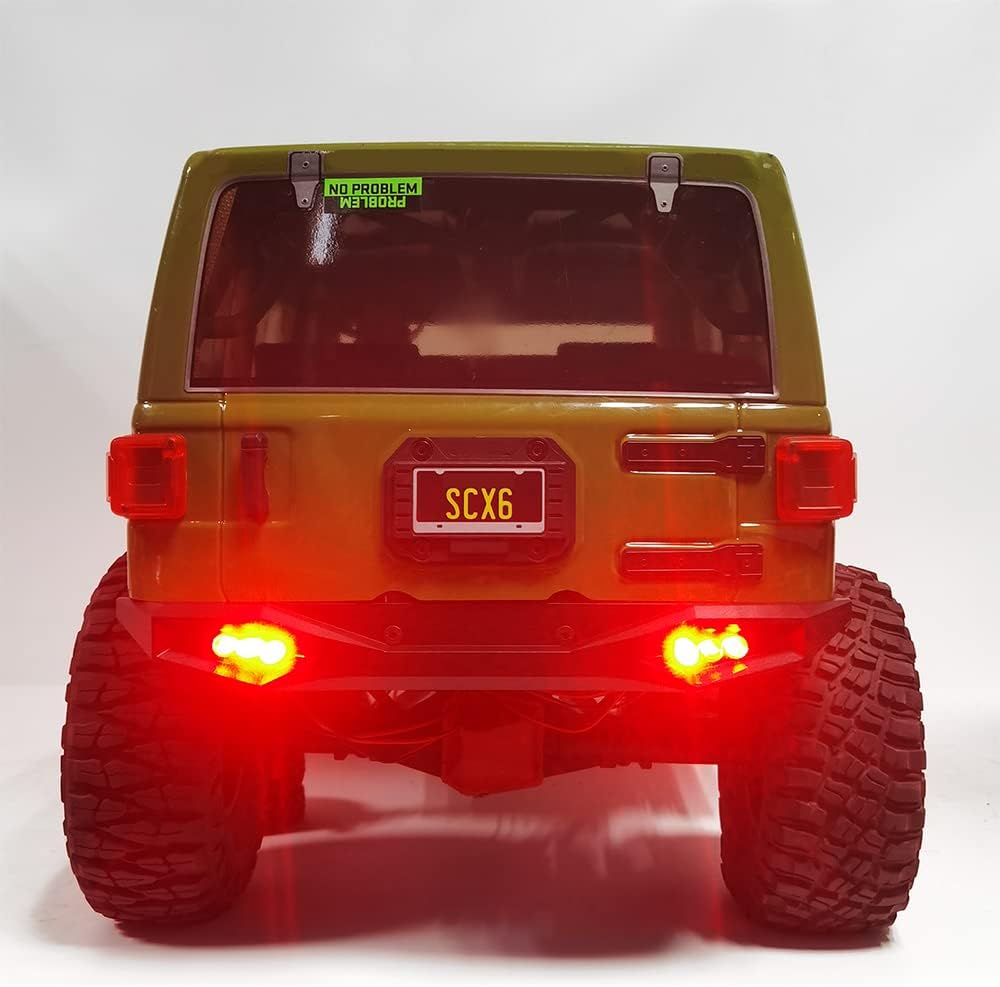 RC Front Rear Bumper with LED Light for 1/6 Axial SCX6 AXI05000 JLU RC Rock Crawler Buggy Car (Rear)