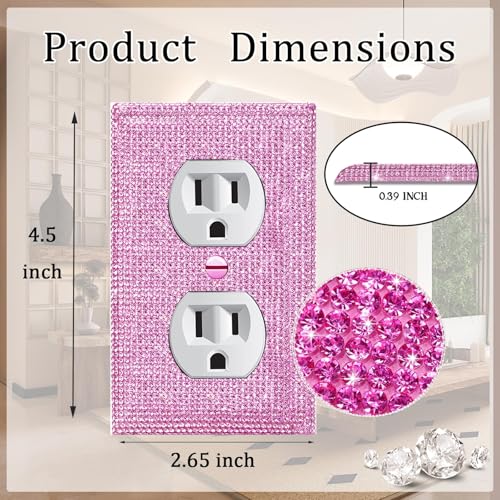 Image of 2 Pcs Shiny Pink Rhinestones Switch Plates And Outlet Covers Wall Plates Light Switch Cover Decorative Outlet Covers