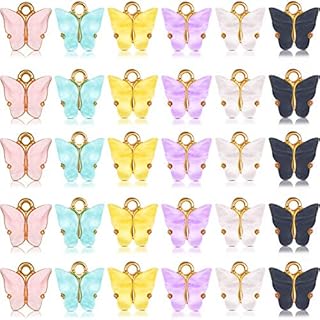 30 Pieces Butterfly Charms Acrylic Butterfly Pendant Bracelet Butterfly Pendant Charms for Jewelry DIY Necklace Bracelet Earring Making Crafting Accessory (Multicolor)