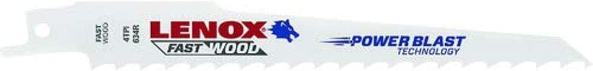 LENOX Tools Wood Cutting Reciprocating Saw Blade with Power Blast Technology, Bi-Metal, 6-inch, 6 TPI, 25/PK