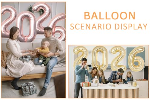 Image of 2026 Balloons Rose Gold Foil, 32Inch Champagne Gold | Huge Foil Number 2026 Balloons,Birthday Party, Happy New Year Eve, Graduation, Christmas Decorations
