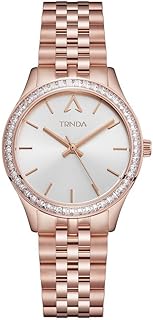 ساعة يد للنساء بهيكل وسوار من الفولاذ المقاوم للصدأ بلون روز جولد من ترندا