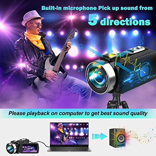 Rawiemy Video Camera Camcorder Hd 2.7K 48.0Mp Video Recorder Camera Vlogging Camera For Youtube Kids Camcorder With 3" Lcd Screen,Remote,2 Batteries And 32G Sd Card #TOP2