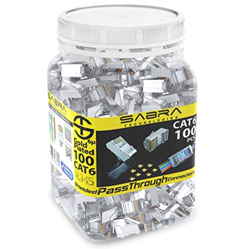 Conectores RJ45 Cat6 (50 unidades) blindados para pasaporte, chapado en oro, 6 micras, 6 μ, 3 clavijas, 8 P8 C 8 pines (Cat6/50 PCS)