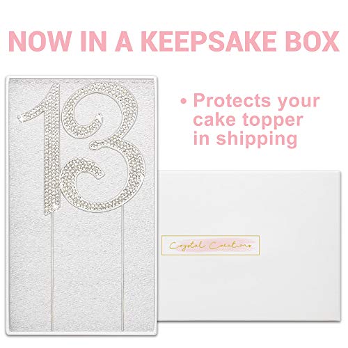 13 Cake Topper - Premium Silver Metal - 13Th Birthday Party Sparkly Rhinestone Decoration Makes A Great Centerpiece - Now Protected In A Box #TOP1