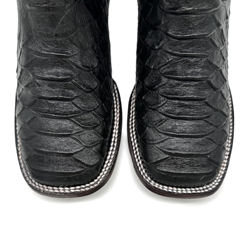 Mens Leather Exotic Python Print Square Toe Cowboy Boot4