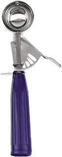 Chef Approved Size #40 Ice Cream Disher | Thumb Press Soft Food Dessert Mash Potato Portioning Scoop with One Piece Handle for Cafeteria | 0.75 oz Capacity | 1-5/8" Diameter, Stainless Steel, Purple