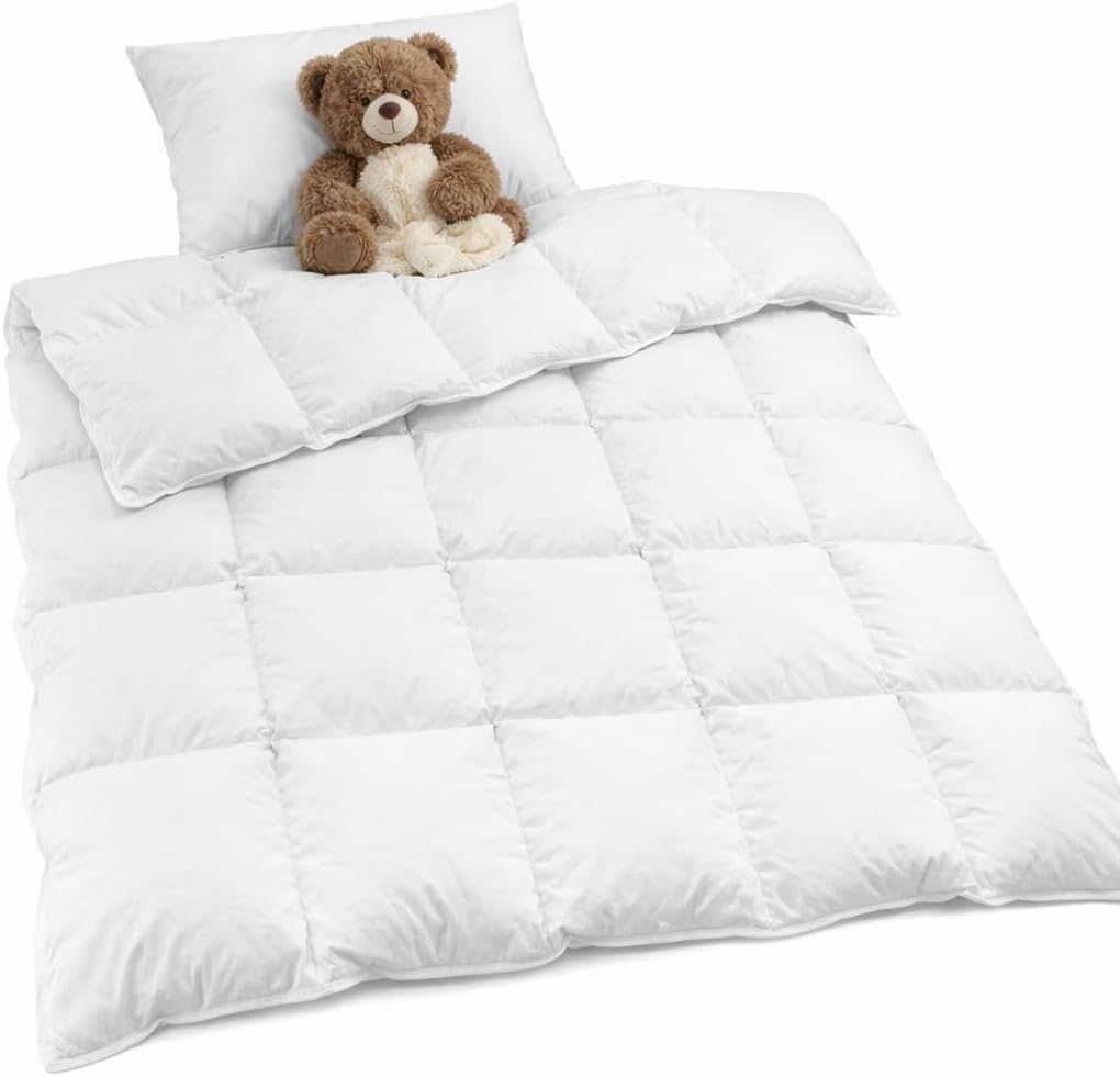 Cottington Lane Toddler Crib Comforter, 39 x 47 Inches Baby Blanket, Kids Duvet Insert, Crib Quilt, Brushed Microfiber with Down-Alternative Feel, Soft & Cozy All-Season Bedding, White