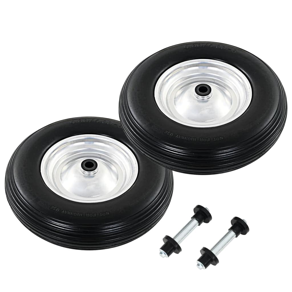 Home & Garden Schubkarrenräder 2 Stück mit Achsen massiv PU 4.00-8 390 mm-Möbelwahl