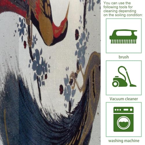 Tapis de cuisine antidérapant oiseau bleu rouge lot de 2 lavable - 5