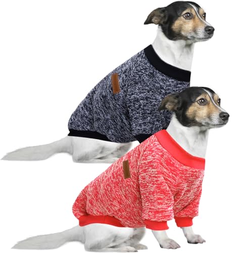 HuaLiSiJi 5XL Maglione Cane Taglia Grande Felpe per cani Maglione Labrador Maglia Pile Cane, Bellissimi Colori, Molto Caldo, Facile da Infilare e Togliere (5XL,Rosso+Blu Navy)