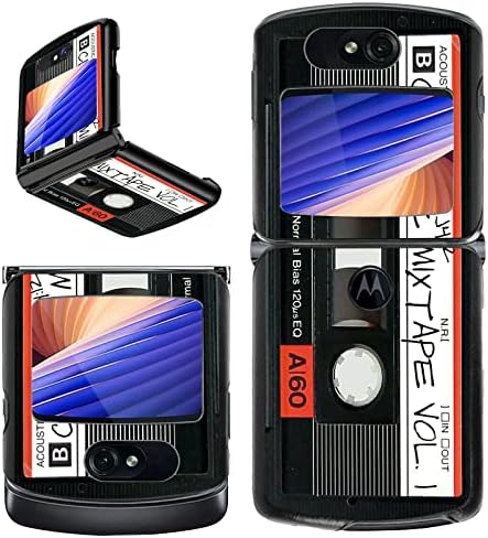 Rossy Case for Motorola RAZR 5G Case, for Moto RAZR 5G Flip Phone Case Slim Lightweight Hard PC Shookproof Protection Cover for Motorola Moto RAZR 5G Flip Phone 2020 XT2071,Retro Audio Cassette