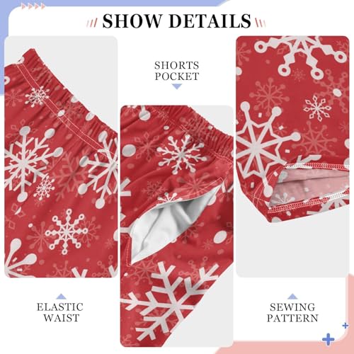 Winter Snowflakes Print Boys Long Pants Soft Trousers Elastic Waist Kids Lounge Bottoms with Pockets S-XL4