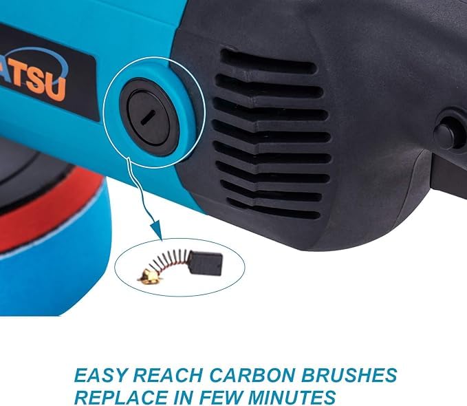 KATSU Pulidora Eléctrica de Coche 1200W 150mm 180mm con Almohadilla de Lana, 6 Velocidades Variables Máquina de Encerado de Amortiguador de Coche Eléctrico, Detalles de Coche 100317E
