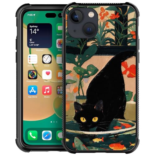 Coque iPhone 13 Mini chat noir antichoc en TPU souple
