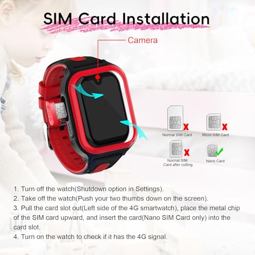 Image of Wonlex 4G Smartwatch for Kids with SIM Card, 1.78 Inch Touch Screen Phone Watch with Video Calling, Voice Chat, SOS, Camera, Music, Pedometer, Birthday Gift for Girls and Boys 8-12 Years Old