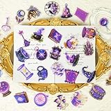 50 Pcs Magic Fantasy Clear Stickers Cute Waterproof Vinyl Fairy Tale Decals Purple Anime Sticker for Scrapbook, Journal, Laptop, Water Bottle, DIY Crafts
