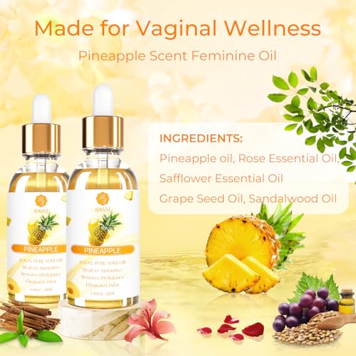 Image of 2PCS Yoni Oil Organic Feminine Oil Vaginal Moisturizer - Ph Balance for Women - Feminine Deodorant - Eliminates Odor with Pineapple Essential Oil, All Natural Yoni Care