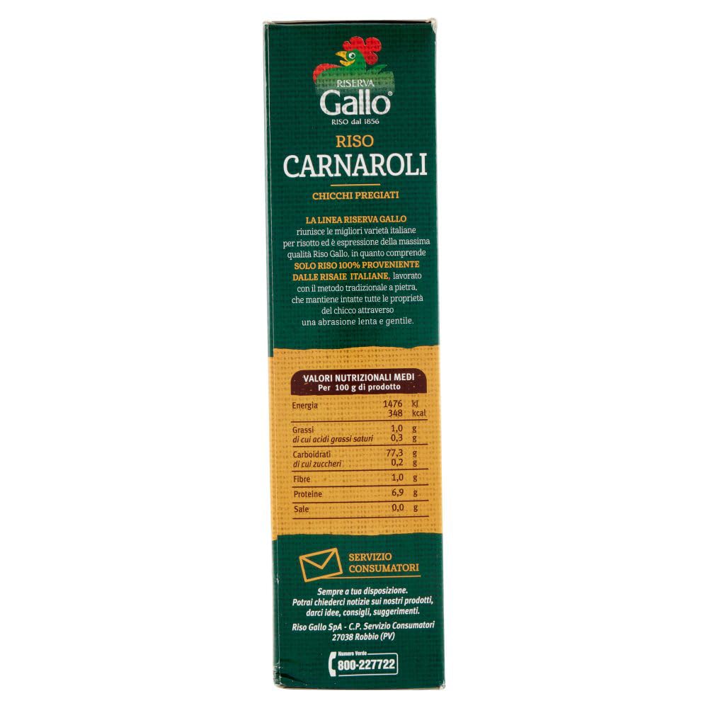 12x Gallo Riso Riserva Carnaroli,100% Italienischer Reis,Kochzeit 15 Minuten,Ideal für Risottos,Packung mit 1Kg + Italian Gourmet Polpa di Pomodoro 400g Dose