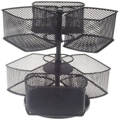 QVC Nifty Makeup Organizer Spinning Double Level Organizer Carousel (Black)