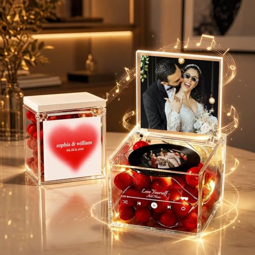 Boîte à Musique de Bureau Disque Vinyle Personnalisable - Décoration de Table sur Thème Musical avec Support - Cadeau Unique pour Anniversaire, Mariage,...