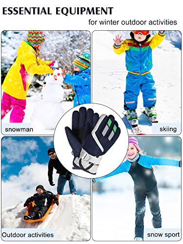 6 Pairs Waterproof Kids Ski Snow Gloves Winter Warm Children Snowboard Mittens Windproof Thermal Outdoor Sports Gloves With Adjustable Buckle For Boys Girls (Blue, Navy Blue, Red) #TOP6