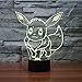Go Eevee 3D Night Light 7 Color Change LED Desk Lamp Touch Button Room Decor Anime Table Light for Kids Bedroom Light