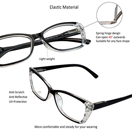 Image of VisionGlobal 5 Pairs Reading Glasses with Spring Hinge, Blue Light Blocking Glasses for Women /Men