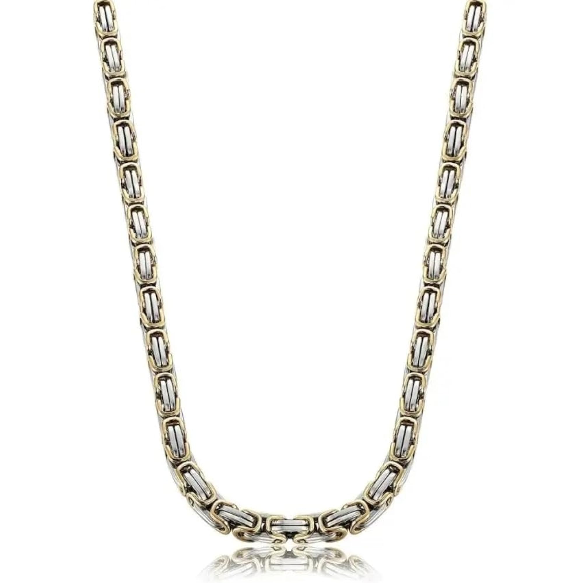 Men's Stylish Gold Chain & Bracelet Combo, Stainless Steel
