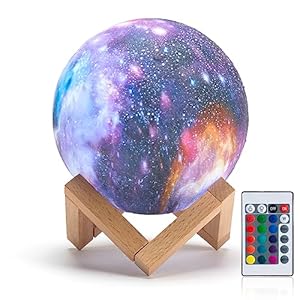 Moon Lamp Galaxy Lamp 16 Colors 3D LED Night Light, Remote & Touch Control, USB Charging – Gift for Women, Kids, and Girls Birthday, Bedroom Home Decor(4.7inches)