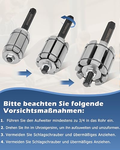 DAYUAN 3 tlg. 1-1/8\ bis 3-1/2\ Universal Auspuffrohr-Expander, Auspuff Rohrweiter Set Rohraufweiter für Auspuffrohr Ø 29 bis 89 mm, Aufweiter für Auspuffrohre