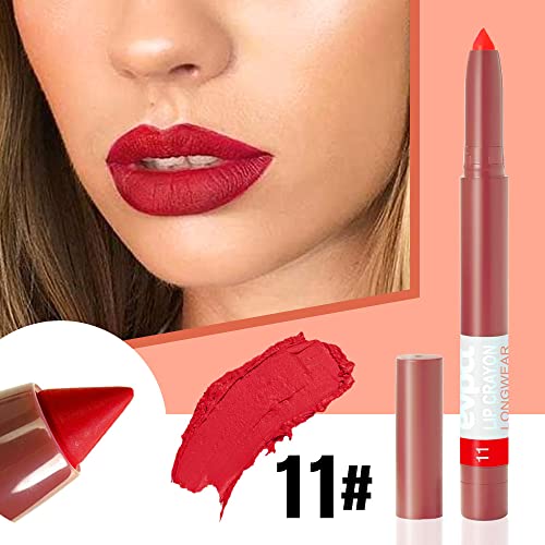 Evpct 3Pcs Dark Ruby Deep Apple Red Matte Lipstick And Lip Crayon Stick Liner Pencil Set Sharpener Waterproof Long Lasting 24 Hour Lipstick Lip Liner Crayon Labiales Mate 24 Horas Originales 8&9&11 #TOP5