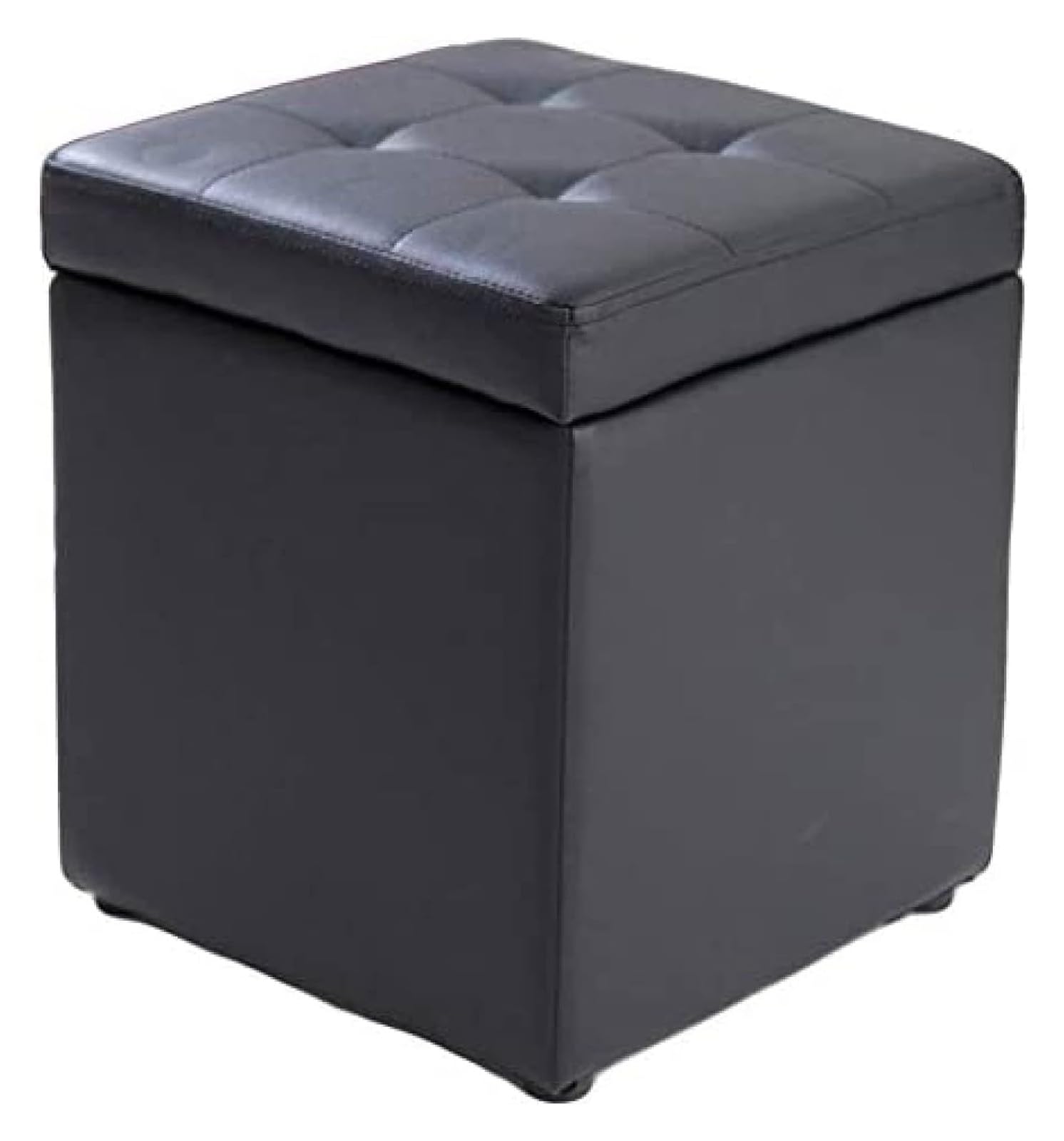 Pouf de rangement en similicuir noir, l'élégance du cube ottoman