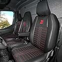 LUCARO Sitzbezüge Auto Set Tornado für Renault Master 4, Nissan Interstar 3 Rot Rückenlehne und Sitzfläche geteilt - Auto Sitzbezüge Strapazierfähig, Komfortstoff & Kunstleder