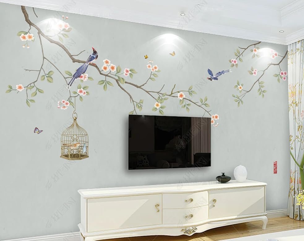 Papier peint intissé fleurs oiseaux 450x315 résistant et facile à poser