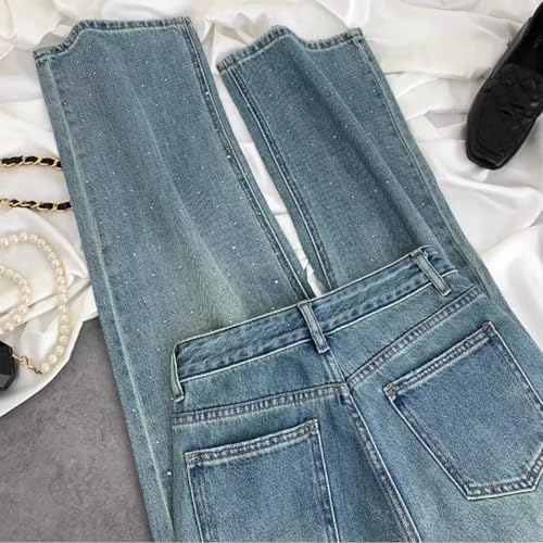 Rhinestone Jeans Men Y2k Star Studded Baggy Jeans Men Washed Vintage Wide Leg Denim Pants Loose Fit4