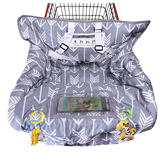 Shopping Cart Cover for Baby Cotton High Chair Cover Full Safety Harness, Machine Washable and Waterproof for Infant, Toddler, Boy or Girl Large