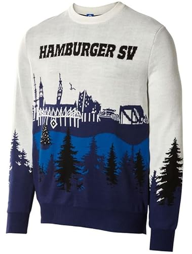 Hamburger SV HSV Ugly Christmas Sweater ** Skyline ** 2025 (DE/NL/SE/PL, Alphanumerisch, XXL, Regular, Regular, Blau-weiß-schwarz)