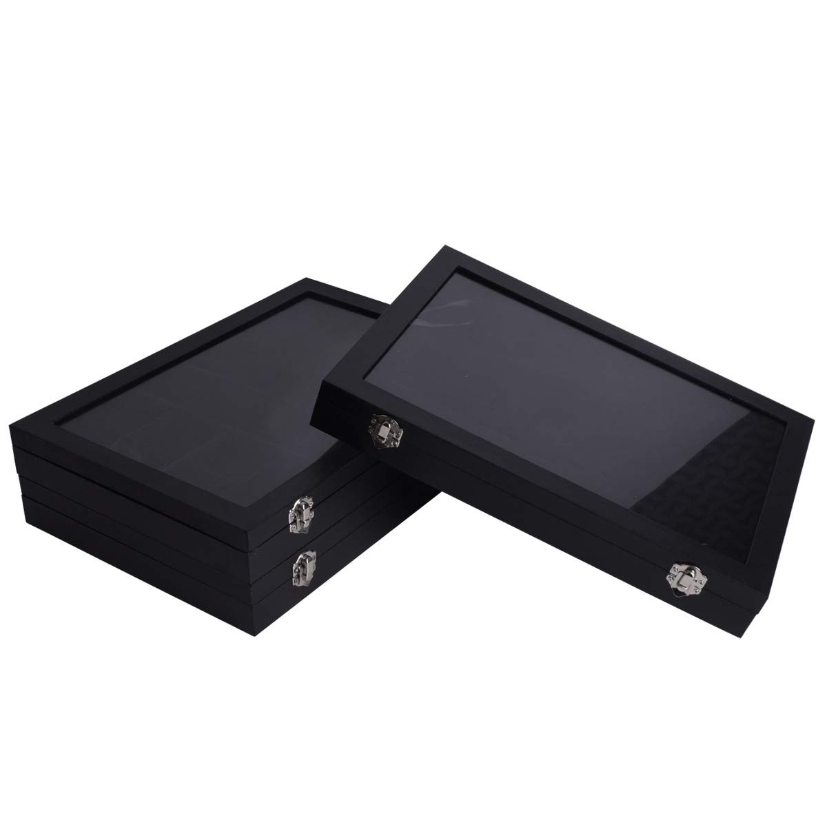 AUTOARK Velvet Clear Lid 12 Grid Jewelry Box Showcase Display Organizer, nero, AJ-082