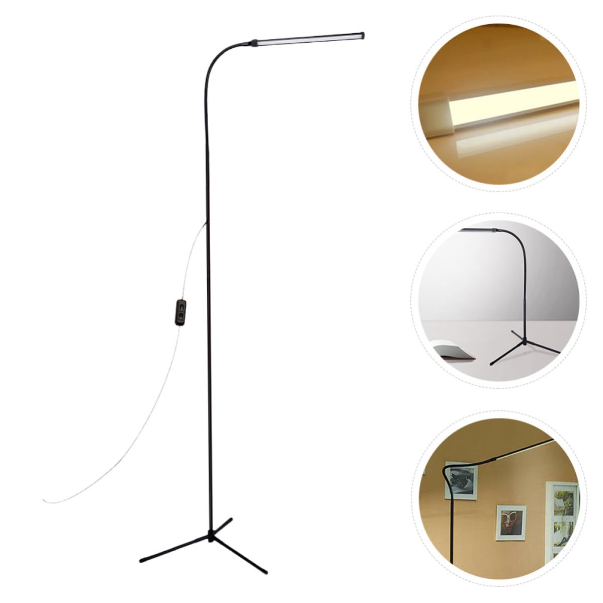 UKCOCO Lampada da Lettura LED con Braccio lungo Flessibile e Clip | Dimmerabile, Luce senza Sfarfallio e Antiriflesso, Struttura in Alluminio e Ferro, Colore Nero
